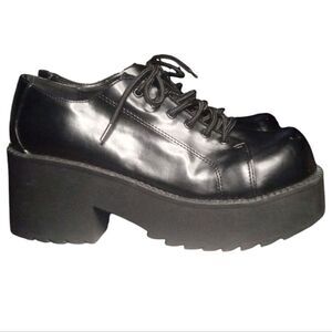 Vintage 90's Y2K Black Lower East Side Chunky Platform Lace Up Loafers NWT 10